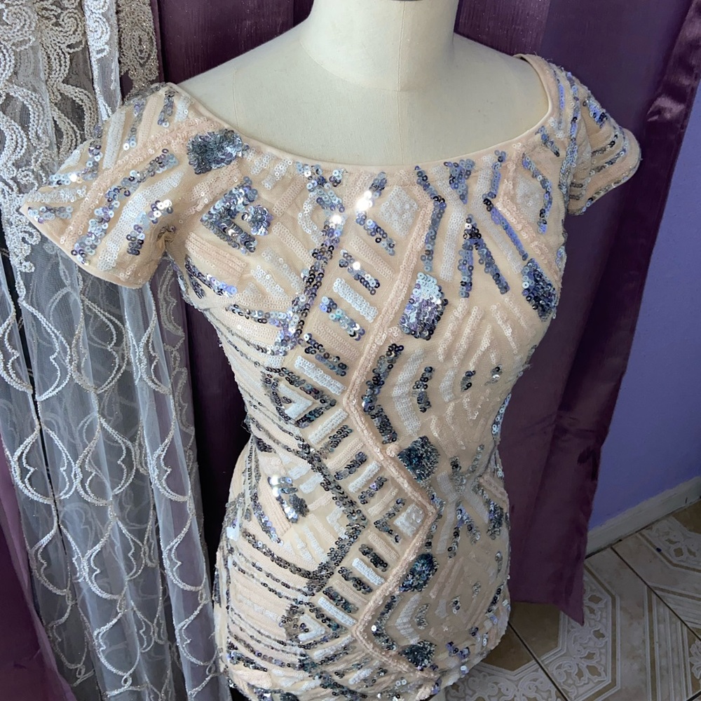 Off shoulder sequin dress